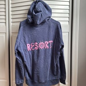 Cotton On dark blue beach fleece hoodie embroidered with pink letters
